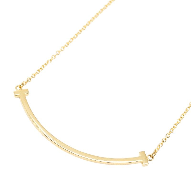 Tiffany & Co T Smile Pendant Small Necklace Gold 18k Yellow