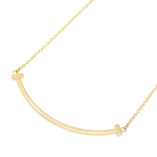 Tiffany & Co T Smile Pendant Small Necklace Gold 18k Yellow