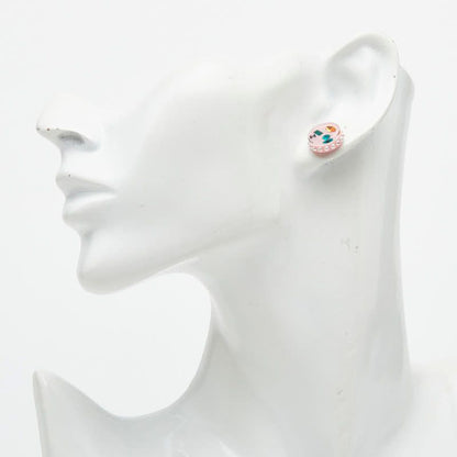 Chanel CC Logo Earrings Pink Multicolor Plastic Faux Pearl Line Stone — view 6