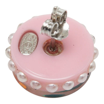 Chanel CC Logo Earrings Pink Multicolor Plastic Faux Pearl Line Stone — view 5