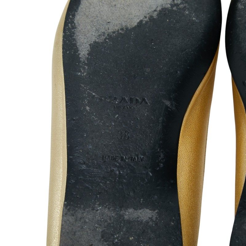 Prada Ballet Shoes 38 Gold Leather — view 6