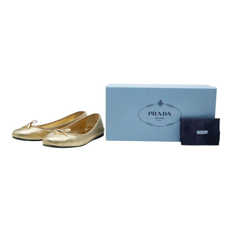 Prada Ballet Shoes 38 Gold Leather — view 9