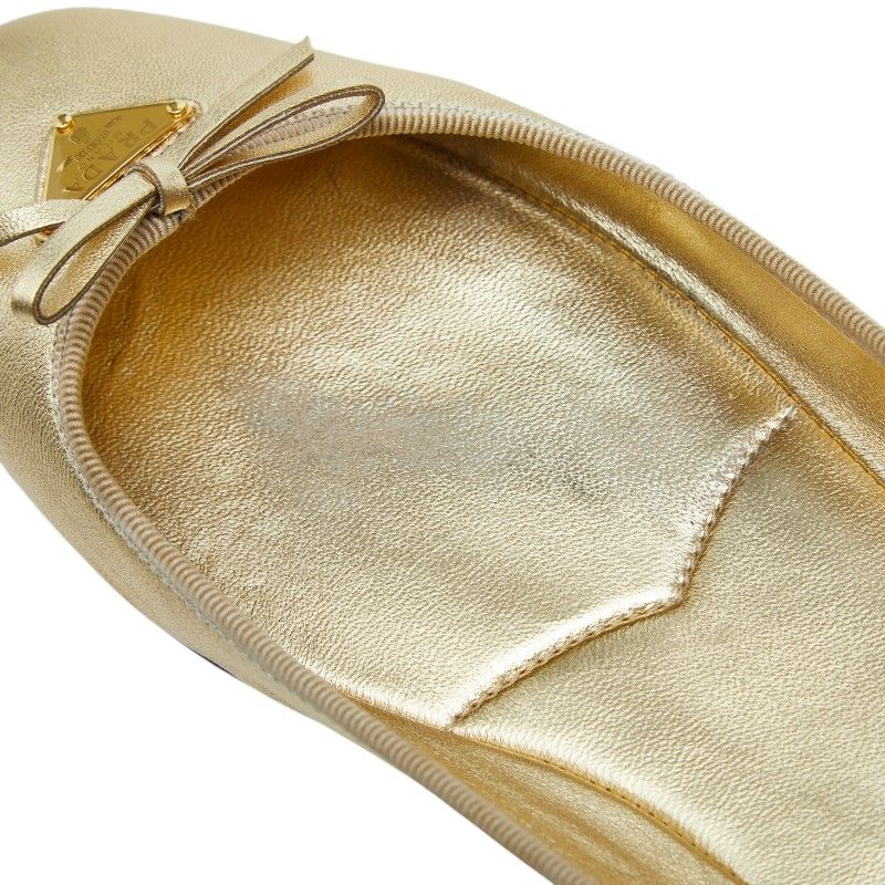 Prada Ballet Shoes 38 Gold Leather — view 5