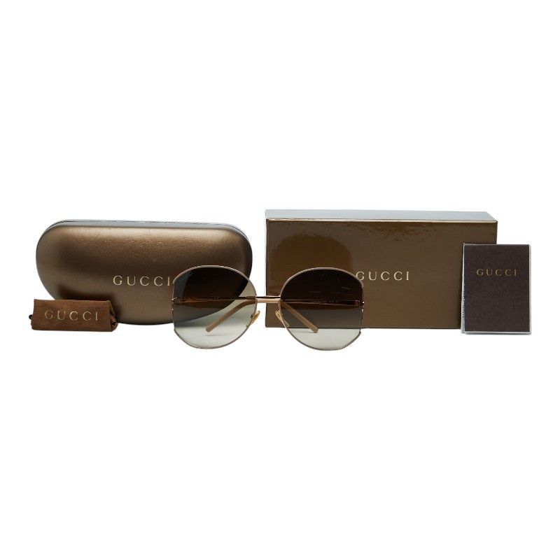 Gucci Interlocking Sunglasses Brown Gold Metal Resin 1- Eyewear — view 7