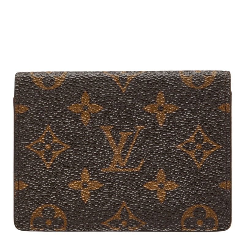 Louis Vuitton Monogram Porto 2 Cult Vertical Pass Case Fixed Era Brown Leather