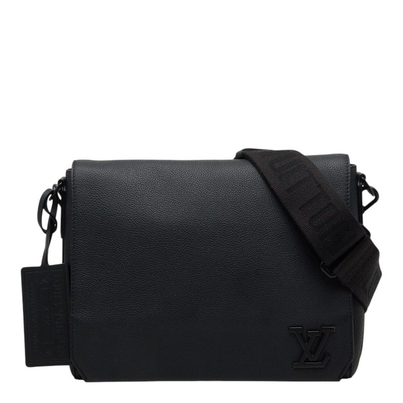 Louis Vuitton LV Aerogram Takeoff Messenger Bag Crossbody Black Leather
