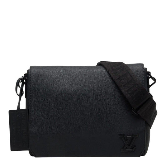 Louis Vuitton LV Aerogram Takeoff Messenger Bag Crossbody Black Leather