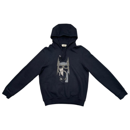 Hermes Hoodie Hose Lambskin Patch Hooded Sweater M Cotton Marine Navy