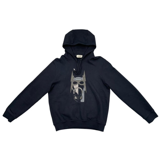 Hermes Hoodie Hose Lambskin Patch Hooded Sweater M Cotton Marine Navy