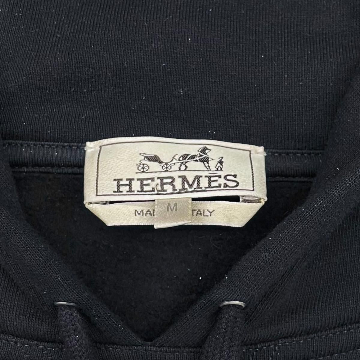 Hermes Hoodie Hose Lambskin Patch Hooded Sweater M Cotton Marine Navy — view 8