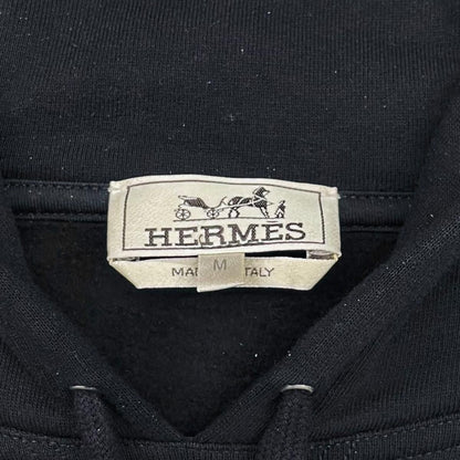 Hermes Hoodie Hose Lambskin Patch Hooded Sweater M Cotton Marine Navy — view 8