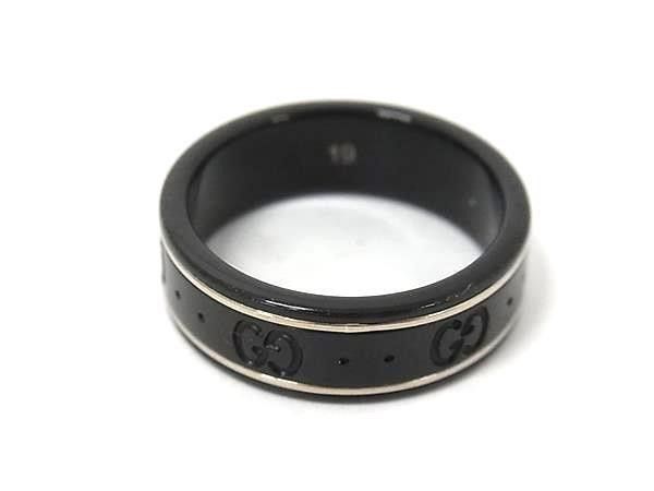 Gucci Ring Icon Black Silver Ceramic 18k White Gold GG Pattern 750 18k — view 2