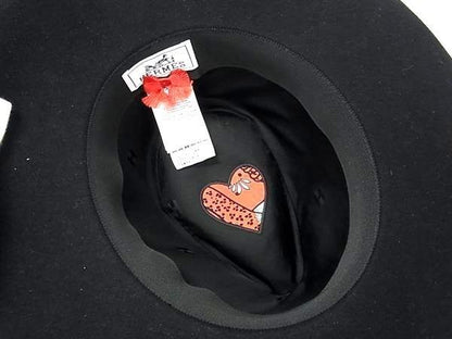 Hermes Hat Mini Heart Faubourg Love Black Wool — view 3