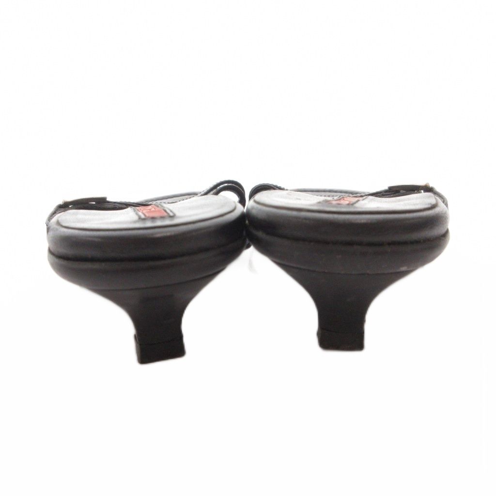 Prada Sandals Pin Heels Strap Logo Leather 35 Black — view 5