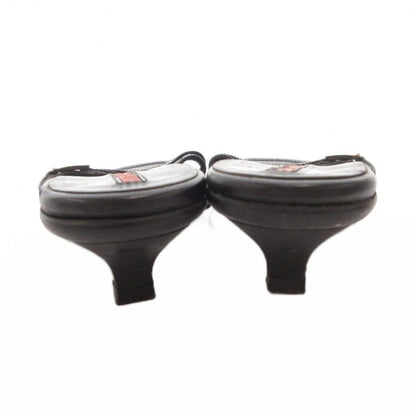Prada Sandals Pin Heels Strap Logo Leather 35 Black — view 5