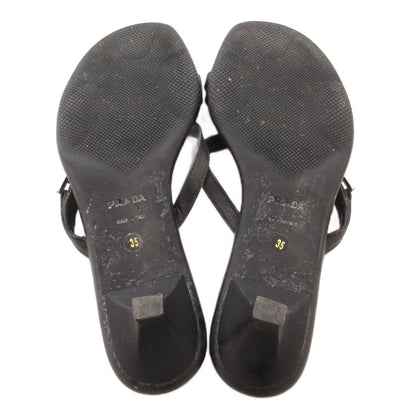 Prada Sandals Pin Heels Strap Logo Leather 35 Black — view 6