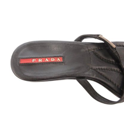 Prada Sandals Pin Heels Strap Logo Leather 35 Black — view 7