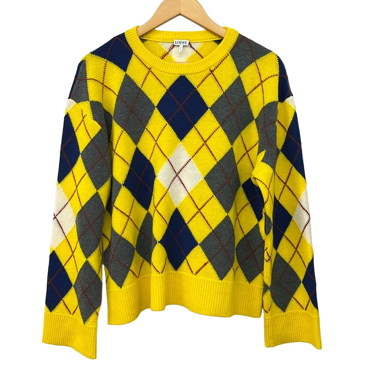 Loewe Long Sleeve Sweater S Yellow Dark Gray Multi Crew Neck Agyle