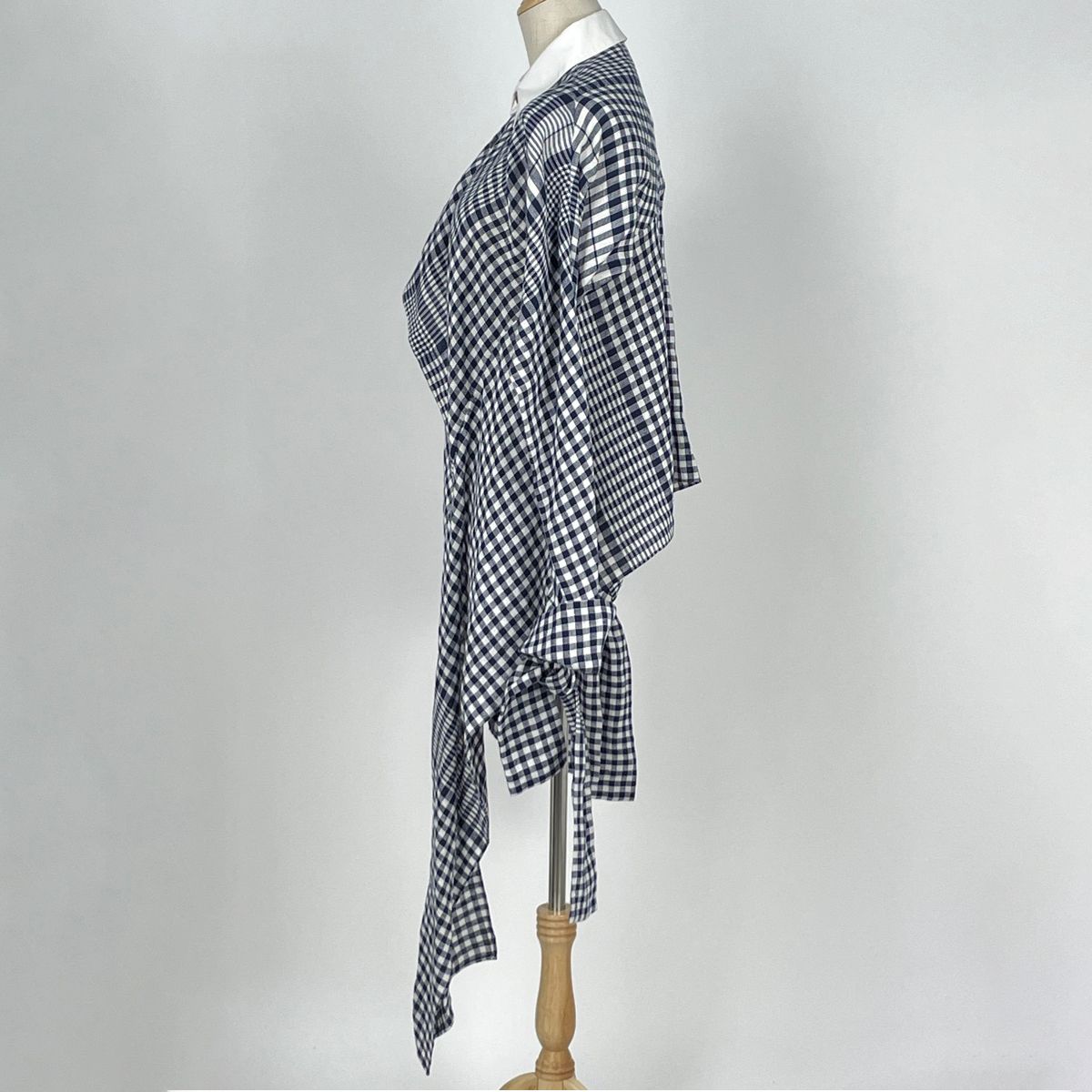 Loewe Gingham Check Long Sleeve Shirt Top Navy White — view 2