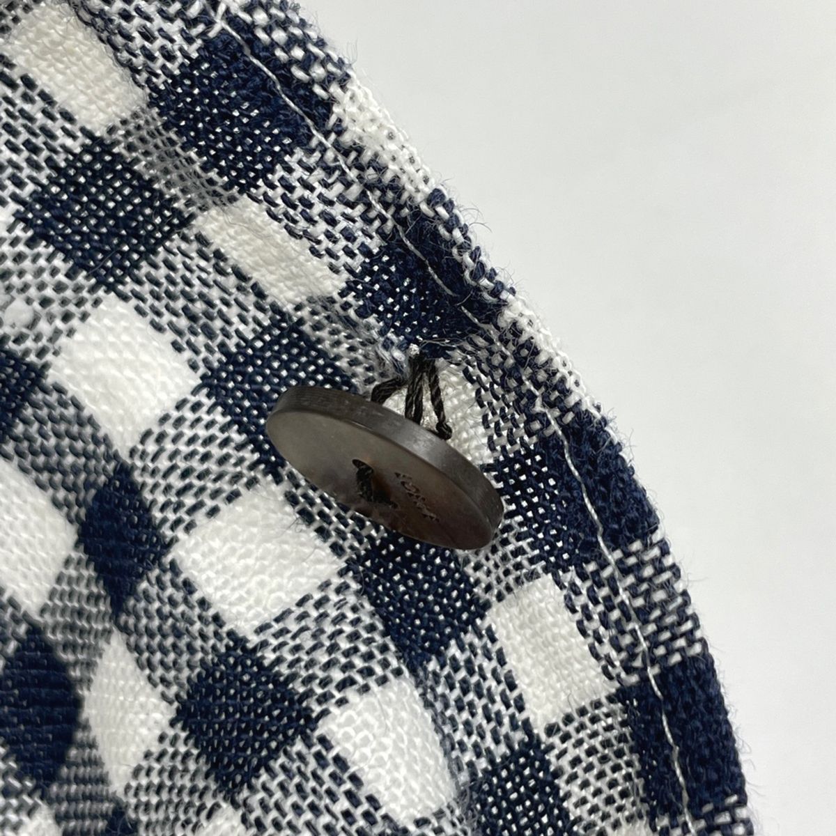 Loewe Gingham Check Long Sleeve Shirt Top Navy White — view 4