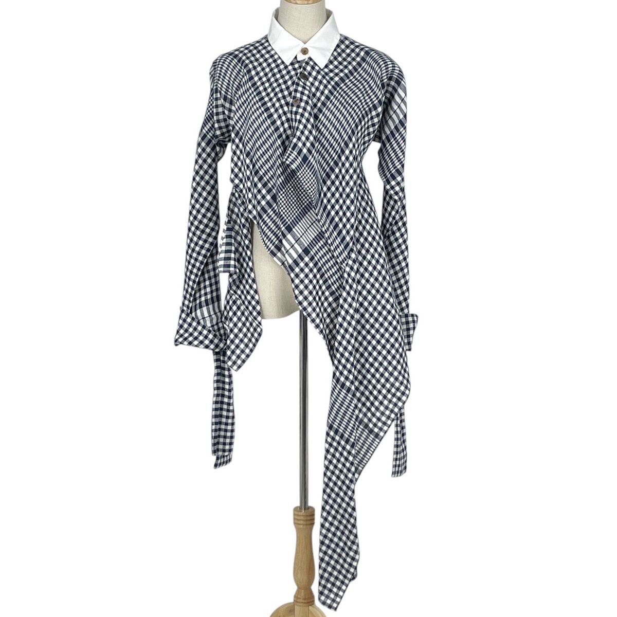 Loewe Gingham Check Long Sleeve Shirt Top Navy White