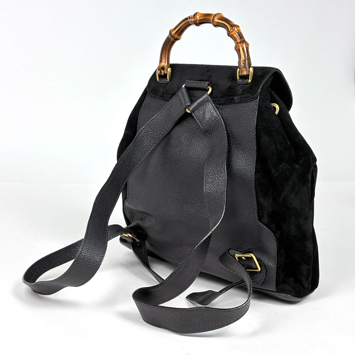 Gucci Bamboo Backpack Sac Vintage Suede Black — view 2