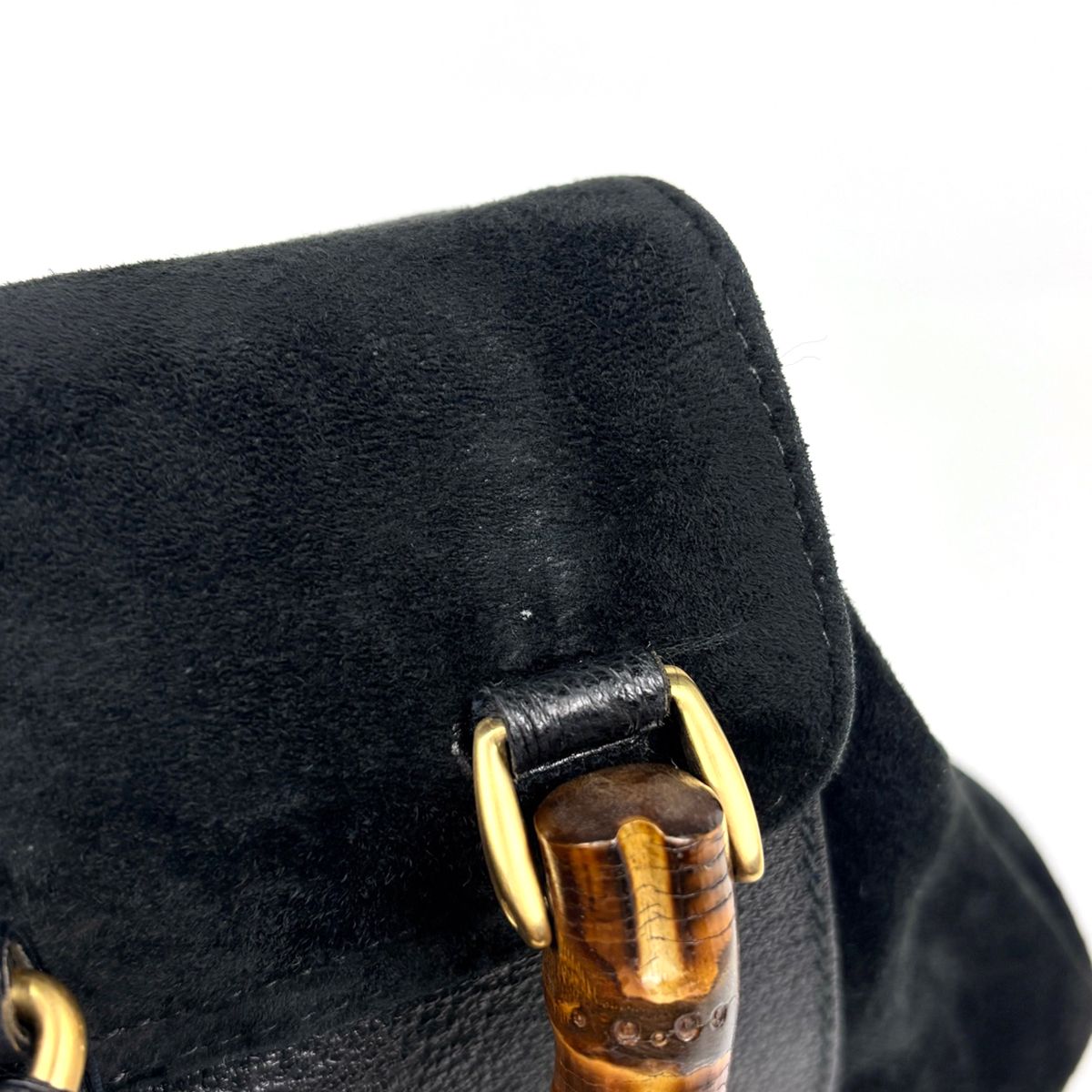 Gucci Bamboo Backpack Sac Vintage Suede Black — view 6
