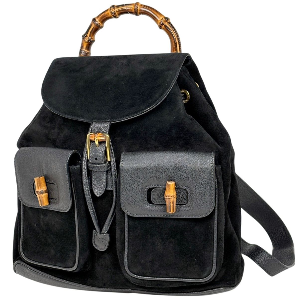 Gucci Bamboo Backpack Sac Vintage Suede Black