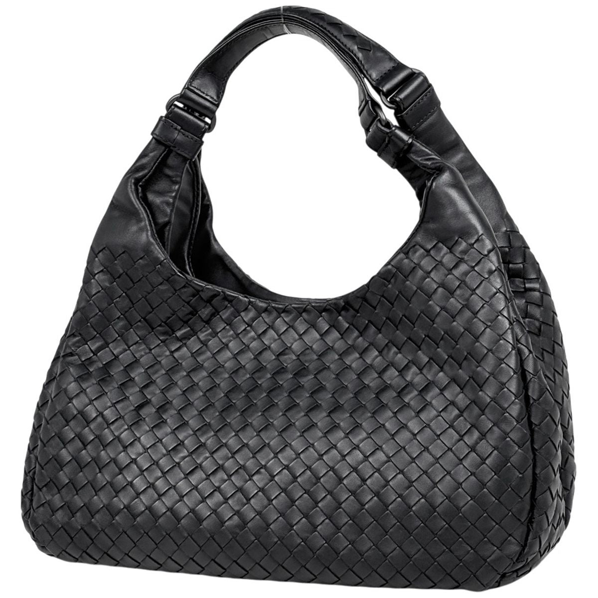 Bottega Veneta Intrecciato Campana Shoulder Bag Leather Black