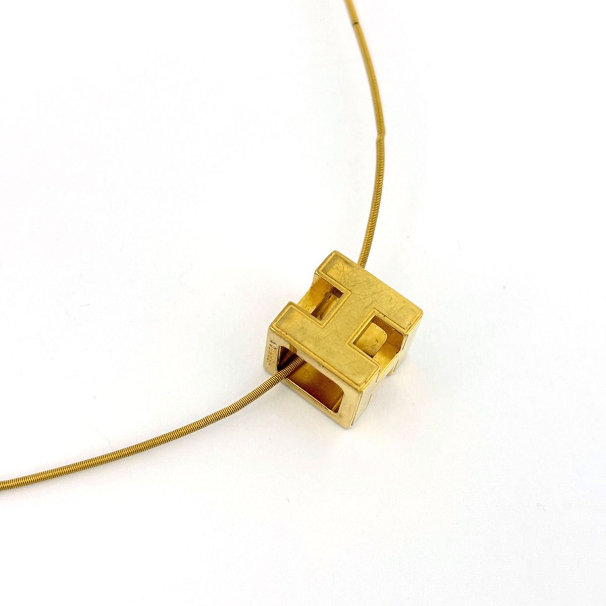Hermes Cage Cube Necklace Logo Metal Gold — view 2