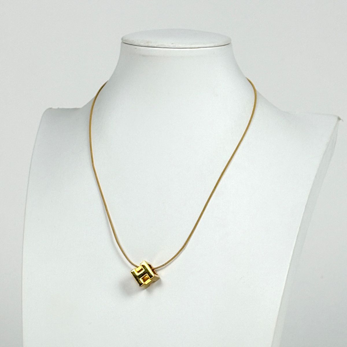 Hermes Cage Cube Necklace Logo Metal Gold — view 5