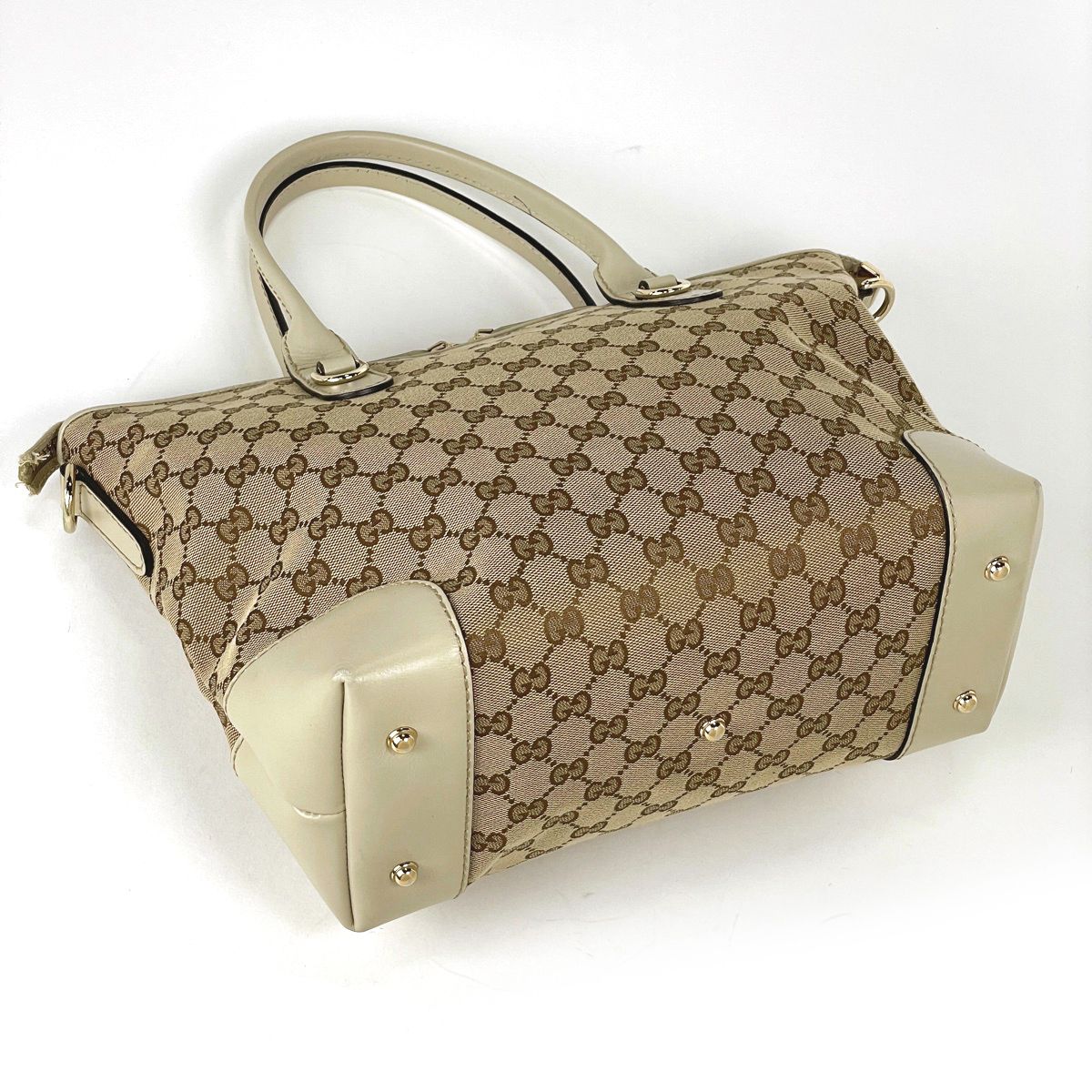 Gucci Heart Bit Tote GG Canvas Beige White — view 2