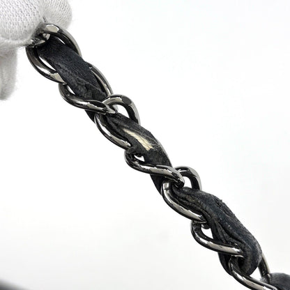 Chanel Logo Chain Shoulder Bag Leather Black — view 6