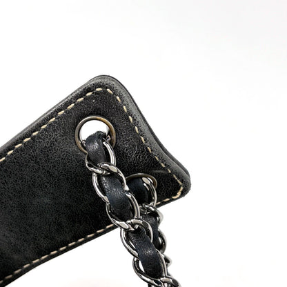 Chanel Logo Chain Shoulder Bag Leather Black — view 7
