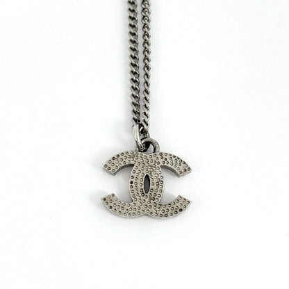 Chanel CC Logo Line Stone Necklace Silver Plated — view 2