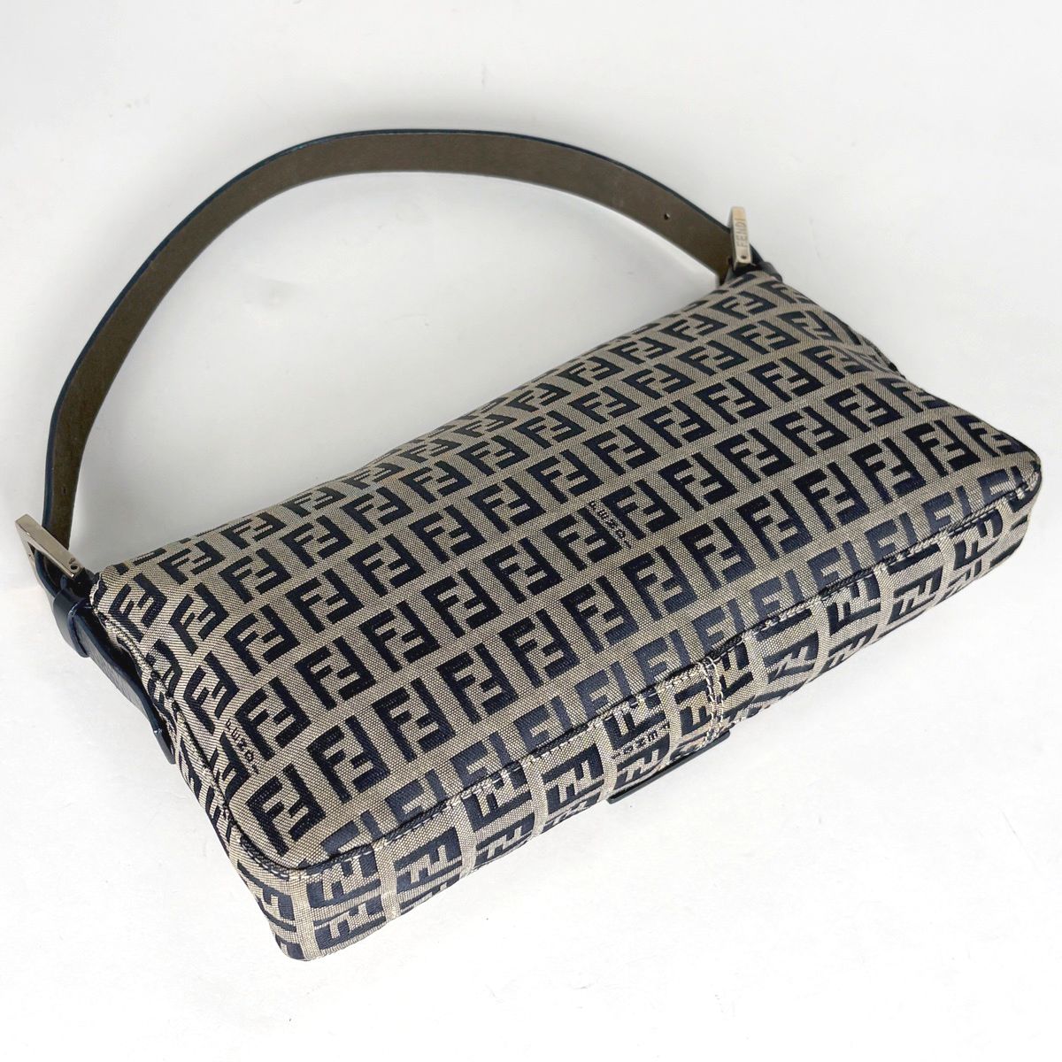 Fendi Zucchino Pattern Mamma Bucket Shoulder Bag Canvas Navy — view 2