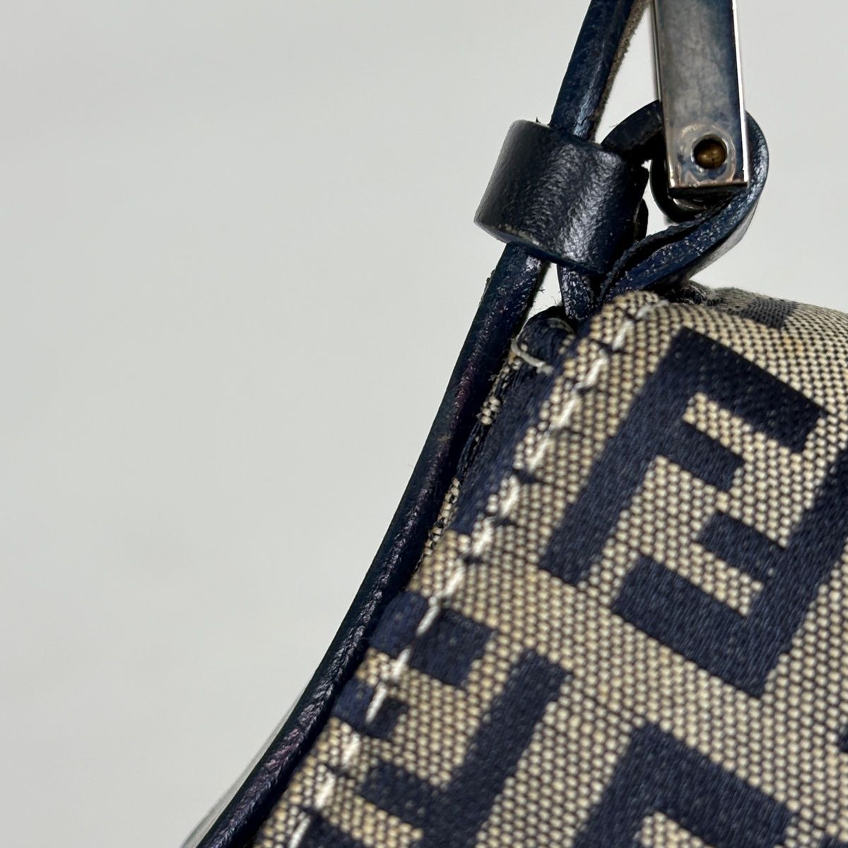 Fendi Zucchino Pattern Mamma Bucket Shoulder Bag Canvas Navy — view 4