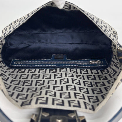 Fendi Zucchino Pattern Mamma Bucket Shoulder Bag Canvas Navy — view 7