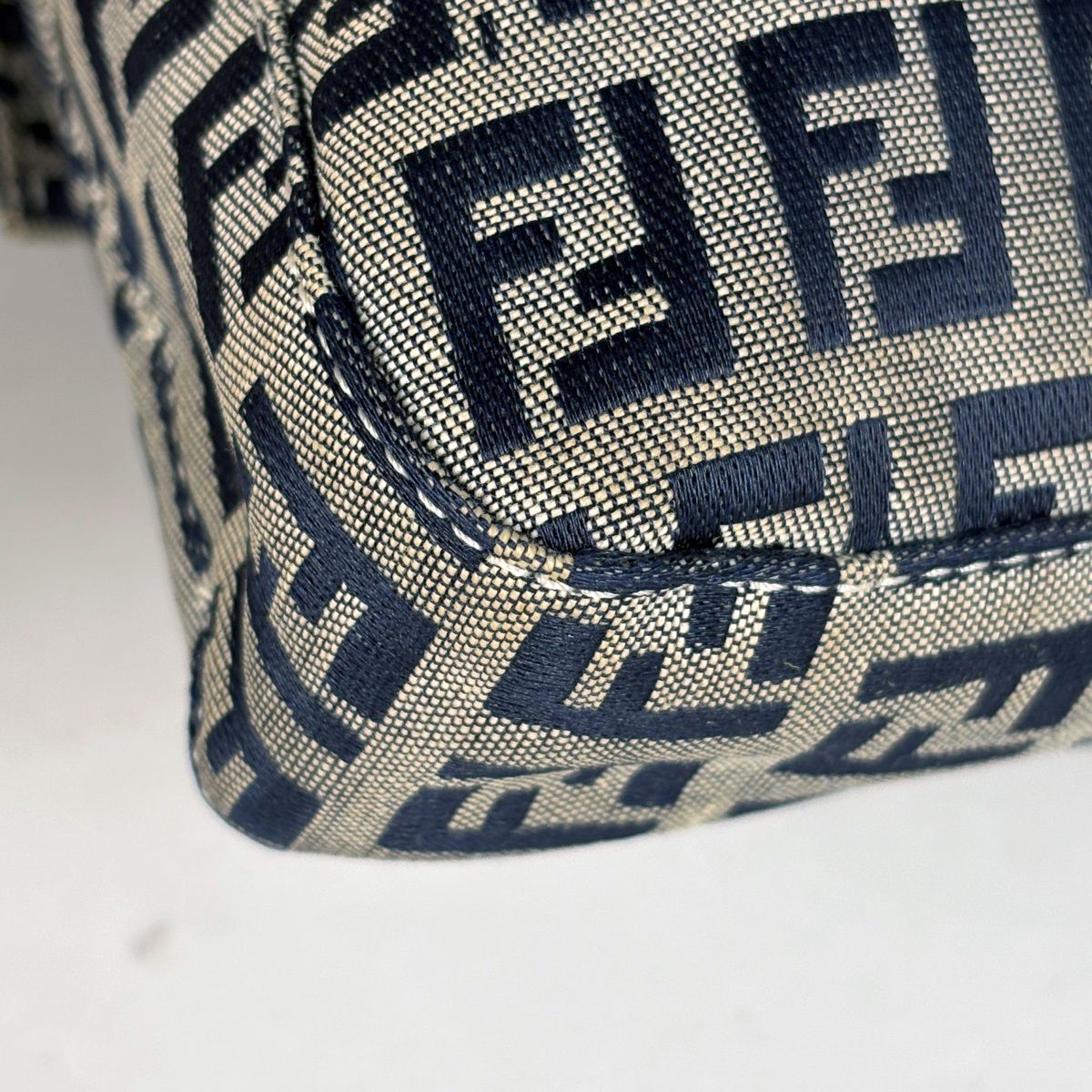 Fendi Zucchino Pattern Mamma Bucket Shoulder Bag Canvas Navy — view 3
