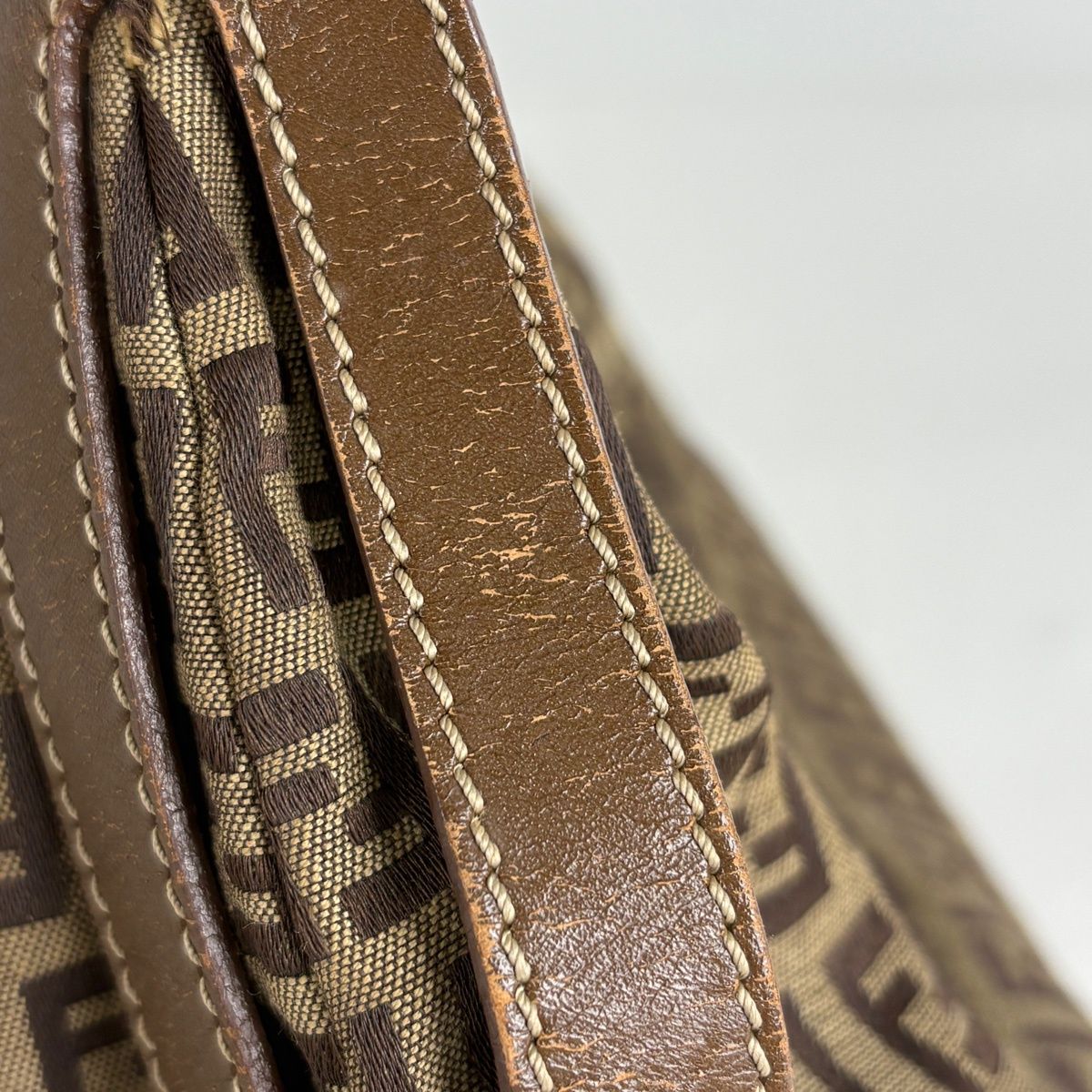 Fendi Zucchino Shoulder Bag Canvas Brown — view 4