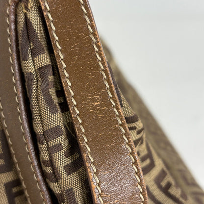 Fendi Zucchino Shoulder Bag Canvas Brown — view 4