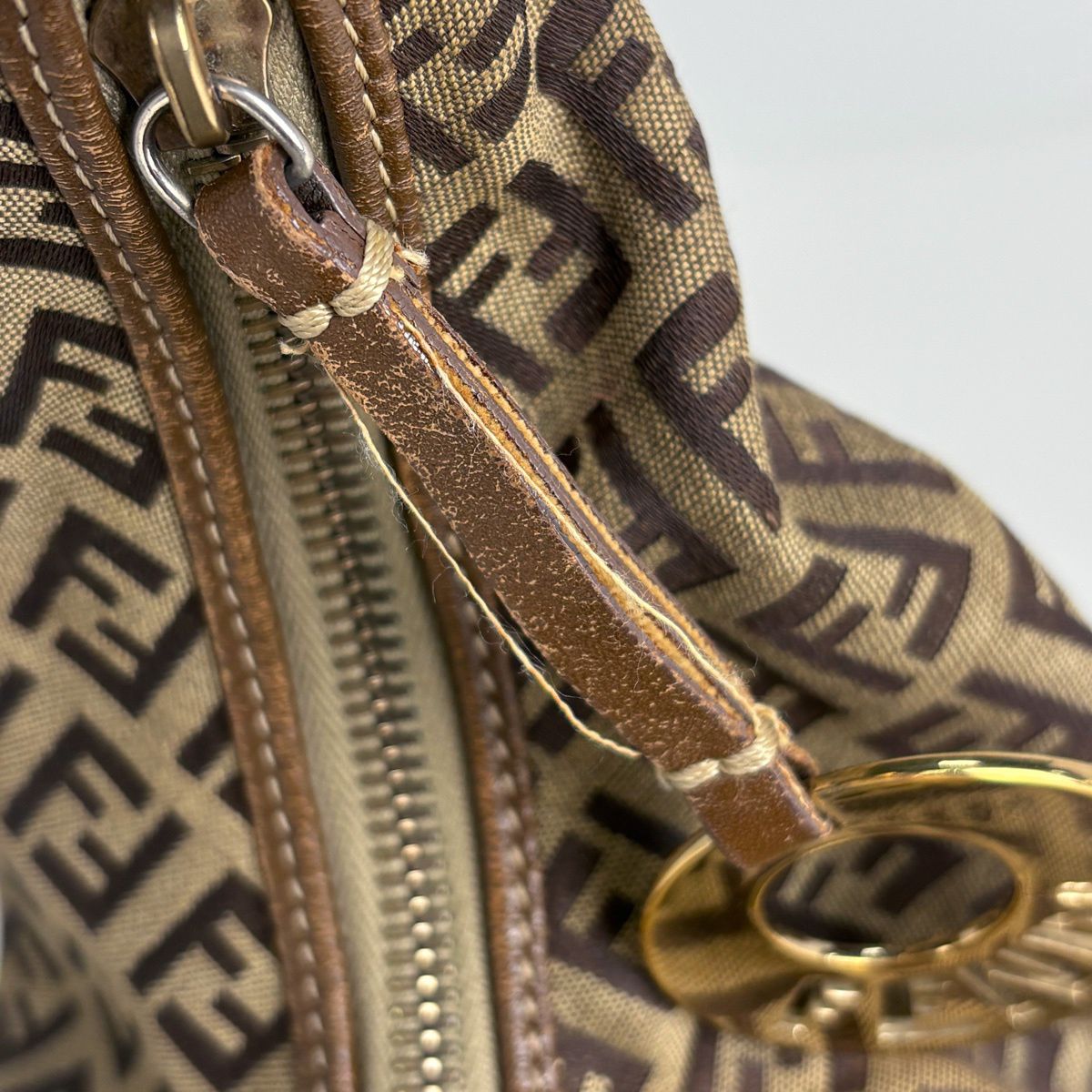 Fendi Zucchino Shoulder Bag Canvas Brown — view 6