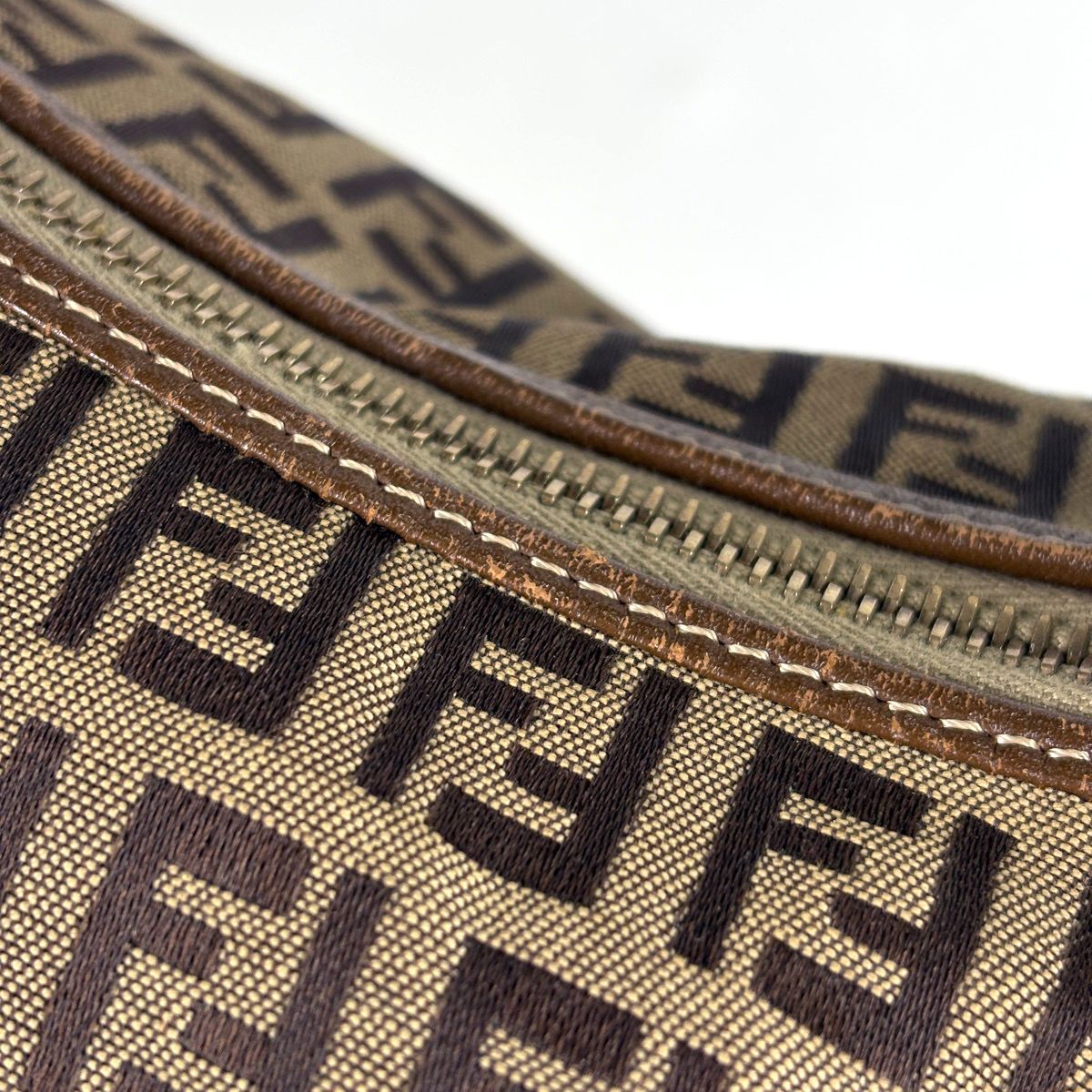 Fendi Zucchino Shoulder Bag Canvas Brown — view 5