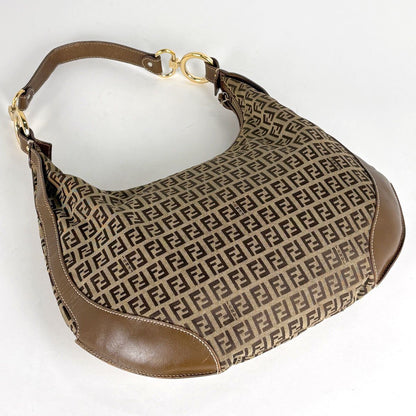 Fendi Zucchino Shoulder Bag Canvas Brown — view 2