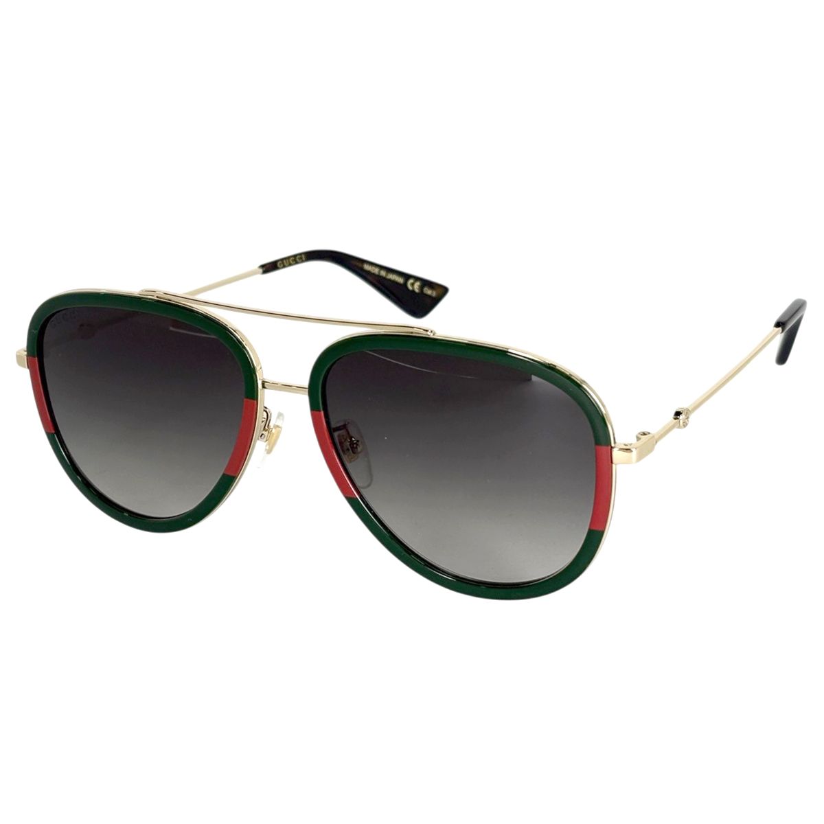 Gucci Gradient Sunglasses Eyewear Bumblebee Web Metal Gold Green Red