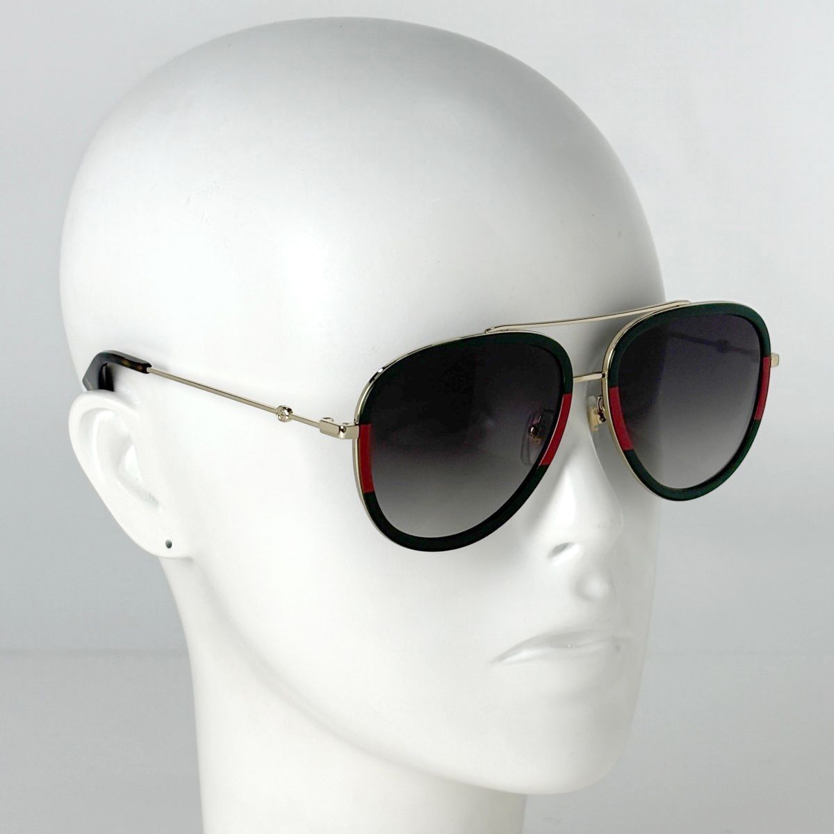 Gucci Gradient Sunglasses Eyewear Bumblebee Web Metal Gold Green Red — view 5