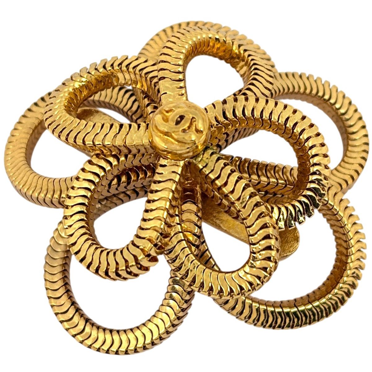 Chanel CC Logo Brooch Camellia Gold Plated