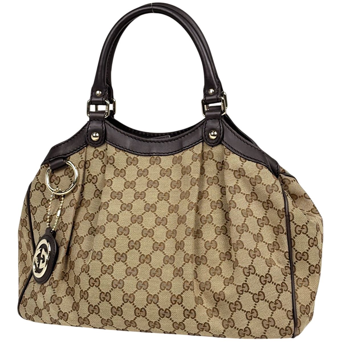 Gucci GG Pattern Ski Handbag Canvas Brown Beige