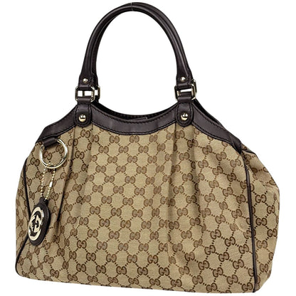 Gucci GG Pattern Ski Handbag Canvas Brown Beige