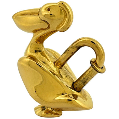 Hermes Pelican Motif Bag Charm Pendant Top Cadena Bag Gold Plated